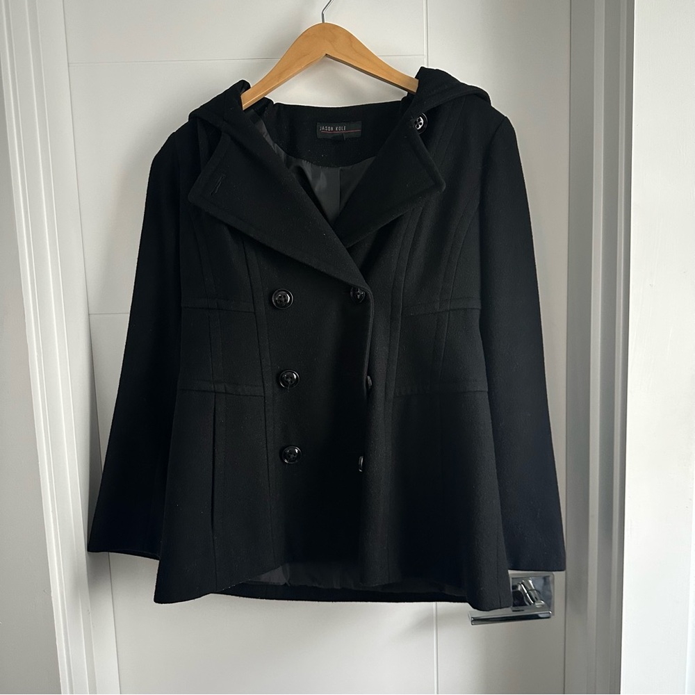 Black Double-Breasted Women's Wool Coat Jason Kole